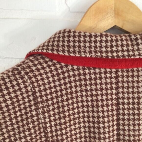 HOUNDSTOOTH Tweed blazer wool American Eagle outfitters ecru brown medium sefia - Picture 7 of 14